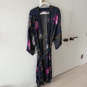 Anthropologie Floral Bathrobe Dressing Gown Size Medium Large